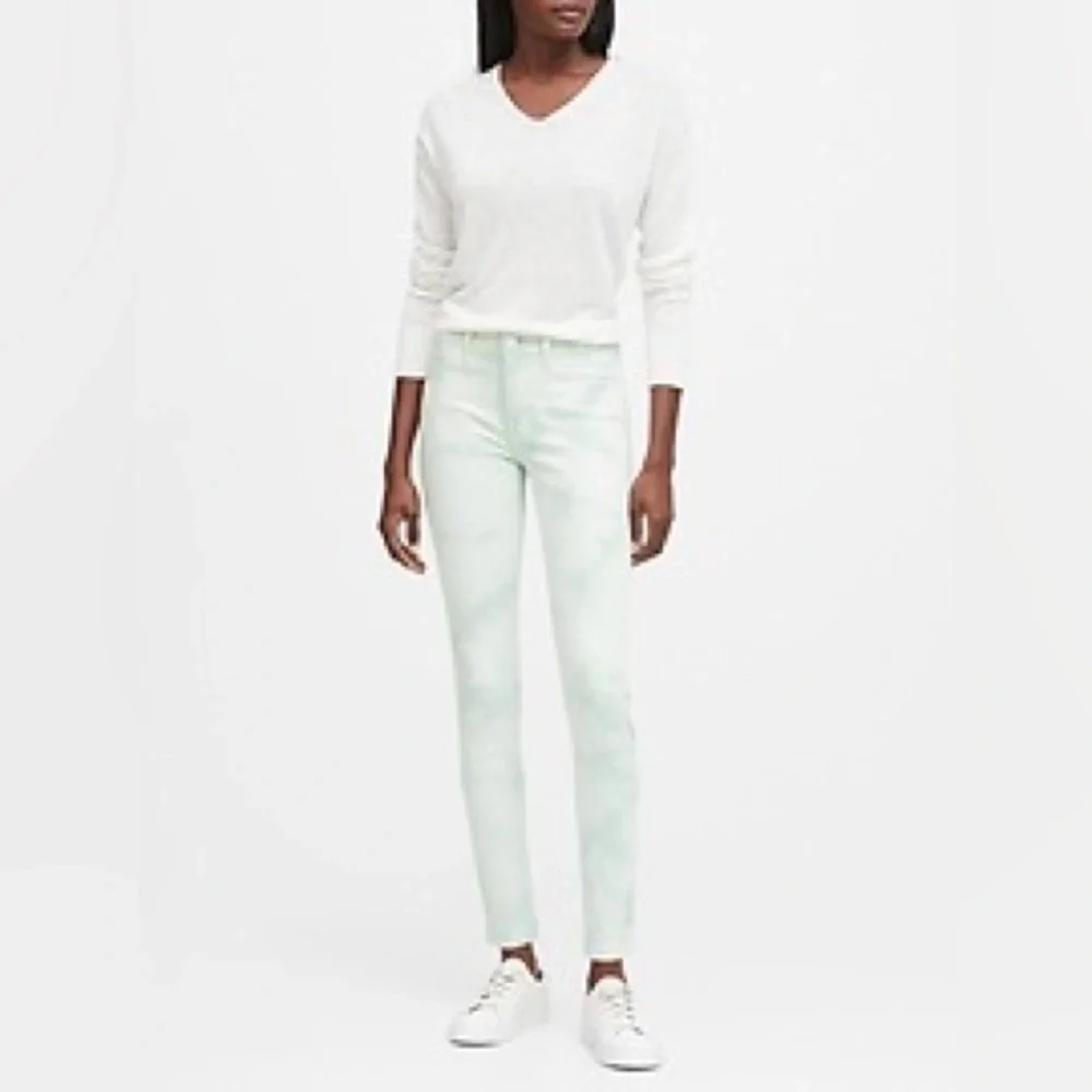 BANANA REPUBLIC Tie Dye Seafoam Mid-Rise Skinny SIZE 26P PETITE 4 Stretch Color - Picture 2 of 12